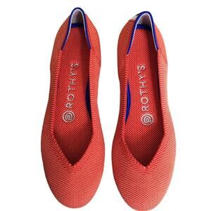 Rothys The Flat Size 7 Orange Persimmon Marina Stripe Knit Slip On Ballet Shoe‎